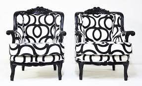 Reserve Listing For Gretchen Black White Armchairs With Cotton Geometric White Armchair Black And White Chair Armchair