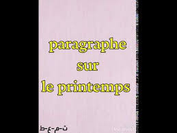 تعبير عن فصل الربيع بالفرنسية Paragraphe Sur Le Printemps Youtube