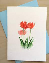 All you need for this amazing painting idea is a little lavender or violet. Hand Painted Greeting Card 5x7 Red Tulips Card Original Watercolor Cards Mother 39 S Day Card Hand Hand Painted Card Paint Cards Watercolor Greeting Cards