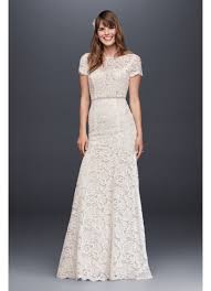 Short wedding dresses have emerged as a new favourite amongst designers and stylish brides alike. Illusion Short Sleeve Lace Open Back Wedding Dress David S Bridal