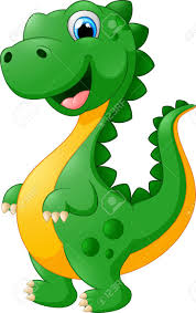 Raster illustration of a cute blue baby dinosaur with on a round orange background with plants. Vector Cute Cartoon Dinosaur