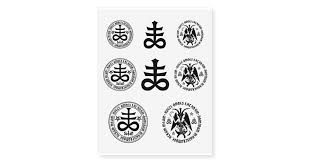 Set of vector demonic infernal mystic logotypes created using poisonous snakes, horned wicked dead head symbols, pagan pentacles and goats with 666 numbers as illustration of lucifer. Hail Satan Baphomet Satanic Cross Black Satanic Temporary Tattoos Zazzle Com