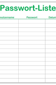 Hier finden sie blanko word vorlagen oder vorgestaltete, kostenlose vorlagen mit denen sie mit nur wenigen klicks rückenschilder für ordner erstellen können. Vorlage Passwort Liste Kennwort Liste Passwort Liste Excel Vorlage Vorlagen