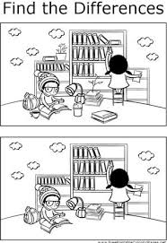 Ftd Kids At Library Coloring Page Library Activities Coloring Pages For Kids Find The Difference Pictures