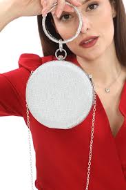 womenacs Silver Color Sea Bream Patterned Stone Bracelet Ring Evening Dress  Portfolio Clutch Bag- Trendyol