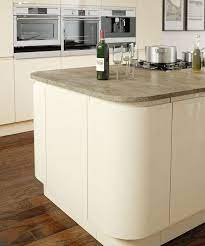 Making these complicated parts requires careful planning and building. Avanti Curved Flat Pack Cabinets
