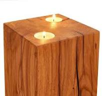 Kerzensäule Kerzenhalter Teelichthalter 3-er Set Holz Eiche