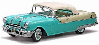 1955 Pontiac Starchief Convertible White Mist Nautilus Blue Sunstar Platinum 1 18 Diecast Car Scale Model Toy Model Cars Diecast Cars Diecast