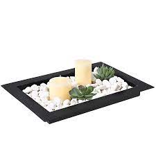 Amazon Com 16 5 Inch Decorative Metal Wide Rim Centerpiece Platter Display Tray Black Home Platter Display Coffee Table Decor Tray Modern Table Centerpieces