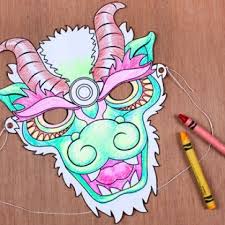 Chinese New Year Dragon Mask Coloring Page Chinese New Year Dragon Chinese New Year Crafts New Year S Crafts
