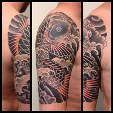Black And White Koi Fish Tattoo Sleeve 35 Traditional Japanese Koi Fish Tattoo Meaning And Designs True Colors Koi Fish Tattoo Japanese Koi Fish Tattoo Koi Tattoo Sleeve