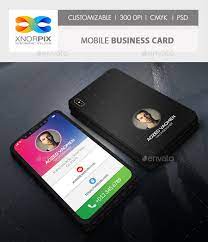 Highly detailed, simplistic, modern business card templates with fully editable photoshop layered psd, ai and eps files. Mobile Business Card By Axnorpix Graphicriver