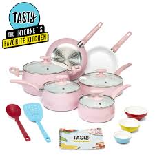 Your customizable and curated collection of the best in trusted news plus coverage of sports, entertainment, money, weather, travel, health and lifestyle, combined with outlook/hotmail, facebook. Tasty Ceramic Titanium Reinforced Non Stick Cookware Set Pink 16 Piece Walmart Com Walmart Com
