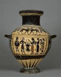 Attributed To Groupe E Amphore A Figures Noires Avec Son Couvercle Images D Art Vase Grec Peintures Grecques Couvercle