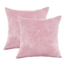 Amazon Com 4th Emotion Pack Of 2 Striped Corduroy Throw Pillow Case Cushion Cover For Sofa 20 X 20 Inch Throw Pillows Throw Pillow Cases Pink Throw Pillows