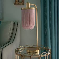 Decor Therapy Framboise 26 5 Gold Table Lamp With Fringe Lamp Shade Tl20335 Gold Table Lamp Decor Therapy Gold Lamp Shades