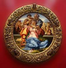 La Cornice Del Tondo Doni Michelangelo Buonarroti E Tornato Michelangelo Opere D Arte Sacra Famiglia