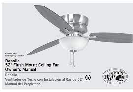 Hampton bay ceiling fans lighting fan troubleshooting stopped or light not remote control replacements. Hampton Bay Rapallo Owner S Manual Pdf Download Manualslib