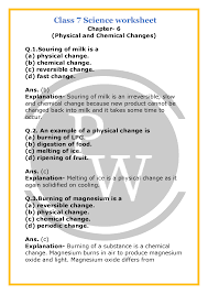 physical and chemical changes worksheet with detail solutions pw
