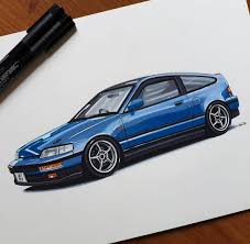 Car Drawing Floridi Diego Di Instagram Honda Crx Vtec Outstanding In Celestial Blue Color And Mugen Wheels Honda Vtec Crx Mugen Honda Crx Honda Vtec Honda