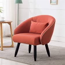 Lansen Furniture Modern Accent Arm Chair Leisure Club Seat With Solid Wood Legs Orange Orange Furniture Living Room Accent Arm Chairs Living Room Orange