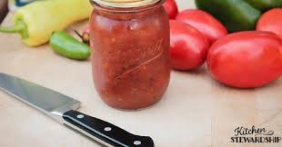 In blender combine large can of whole tomatoes (drained) and jalapenos puree. Easy Restaurant Style Canned Salsa Recipe