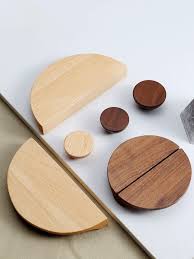Semi-circular Cabinet Door Solid Wood Pull Handle Japanese Wardrobe Drawer  Wooden Round Pull Handle