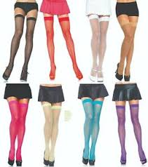 Fishnet thigh high stockings available in black or blue. Plain Top Thigh High Fishnet Stockings 8 Colors O S Ebay