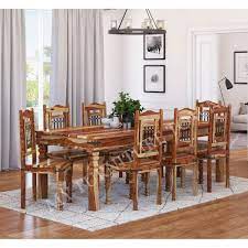 Dining room sets kitchen dining sets wood table bases solid wood table tops grey table a table dining table home decor signs dining furniture. Sekhawati Classic Sheesham Solid Wood Rustic 8 Seater Dining Set My Furniture Town