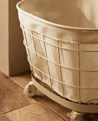 LACQUERED METAL BASKET WITH WHEELS - LAUNDRY CARE - KITCHEN | Zara Home  Monaco
