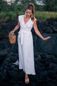 Tara Maxi Wrap Dress In White White Maxi Dress Casual White Dress Summer Glam Dresses