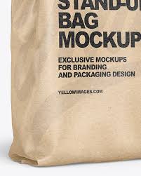 Kraft Paper Stand Up Bag Mockup In Bag Sack Mockups On Yellow Images Object Mockups
