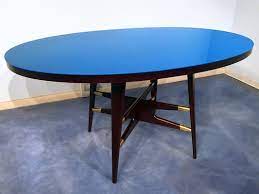 Oval extending dining tables uke republic. Mid Century Italian Oval Blue Dining Table From Silvio Cavatorta 1950s For Sale At Pamono