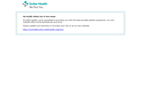 Mychart Sutterhealth Org Website My Health Online Has A New