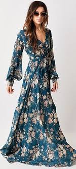 1970s Style Teal Rose Floral Long Sleeve Maxi Dress 98 00 Long Sleeve Floral Maxi Dress Long Sleeve Maxi Dress Maxi Dress