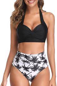 Maybe you would like to learn more about one of these? Tempt Me Women Vintage Swimsuit Two Piece Retro Halter Ruched High Waist Bikini Amazon Co Uk Clothing