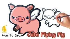 How To Draw Flying Pig | Easy Drawings - Youtube