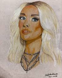 nessabarrett drawing done by 8th grader Katie Nobles #nessabarrett  #8thgradeart #middleschoolartist #portraitdrawing #graypaper #tonedpaper  #middleschoolart #middleschoolartteacher #pencildrawing #art  #artistsoninstagram