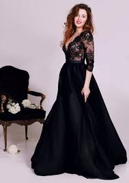 2017 New Year Party Dresses Classic Black Evening Gown With 3 4 Sleeves V Neck Lace Prom Dresses Long With Sleeves Prom Dresses With Sleeves Prom Dresses Lace