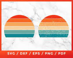 Sunset Svg Distressed Retro Vintage Sunset Svg Retro Circle Etsy