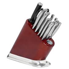 Kitchenaid Cherry Stained Block With Auminum Polished Base Red Kitchen Aid Knife Set Kitchen Stained Blocks