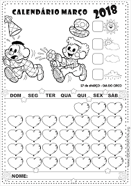Calendário 2018 Para Preencher E Imprimir Calendario Marco 2018 Turma Da Monica Calendarios Atividades Com Calendario Calendario Para Preencher E Turma Da Monica