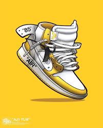 Tons of awesome off white desktop wallpapers to download for free. Bwe On Instagram Bwe Illustrated Off White X Air Jordan 1 Yellow Poster Available Exclusively Through Egotrip Sneaker Posters Shoes Wallpaper Sneaker Art