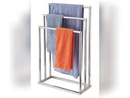 A freestanding towel rack will help you organize your towels without the need of wall attachment. Freestanding Towel Rack Naturous 3 Tier Metal Towel Bar Stand Stainless Steel Bathroom Towel Kitchen Towel Rack Stand 45 99 Quarter Price
