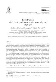 Pdf Semantics And Pragmatics Of False Friends