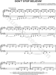 Don't stop believin' was released as a single off of journey's hugely successful album escape. Journey Don T Stop Believin Sheet Music Piano Solo In E Major Transposable Download Print Sheet Music Dont Stop Believin Music