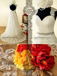 Lace keyhole back wedding dress. Lace Wedding Dress With Queen Anne Neckline A Line Wedding Etsy