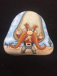 Looney Tunes Yosemite Sam Hand Painted Rock By Amy K Cartoon Character Painting Rock Painting Designs Cartoon Poses