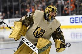 The vegas golden knights have decided to literally live up to their name. Marc Andre Fleury Debuts Gold Pads Photo Sinbin Las Vegas Golden Knights Hockey Vegas Golden Knights Hockey Pictures