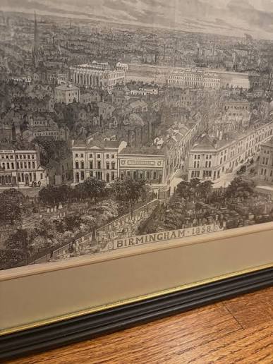 from a very special English couple in Belle Meade downsizing their treasures from England. Antique framed wood engraving titled “The Queen's Visit to Birmingham 1858” published in The Illustrated London News.The print